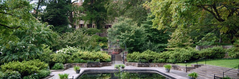 Winterthur, is the former country estate of Henry Francis du Pont (1880-1969) / The View of the House from the Reflecting Pool