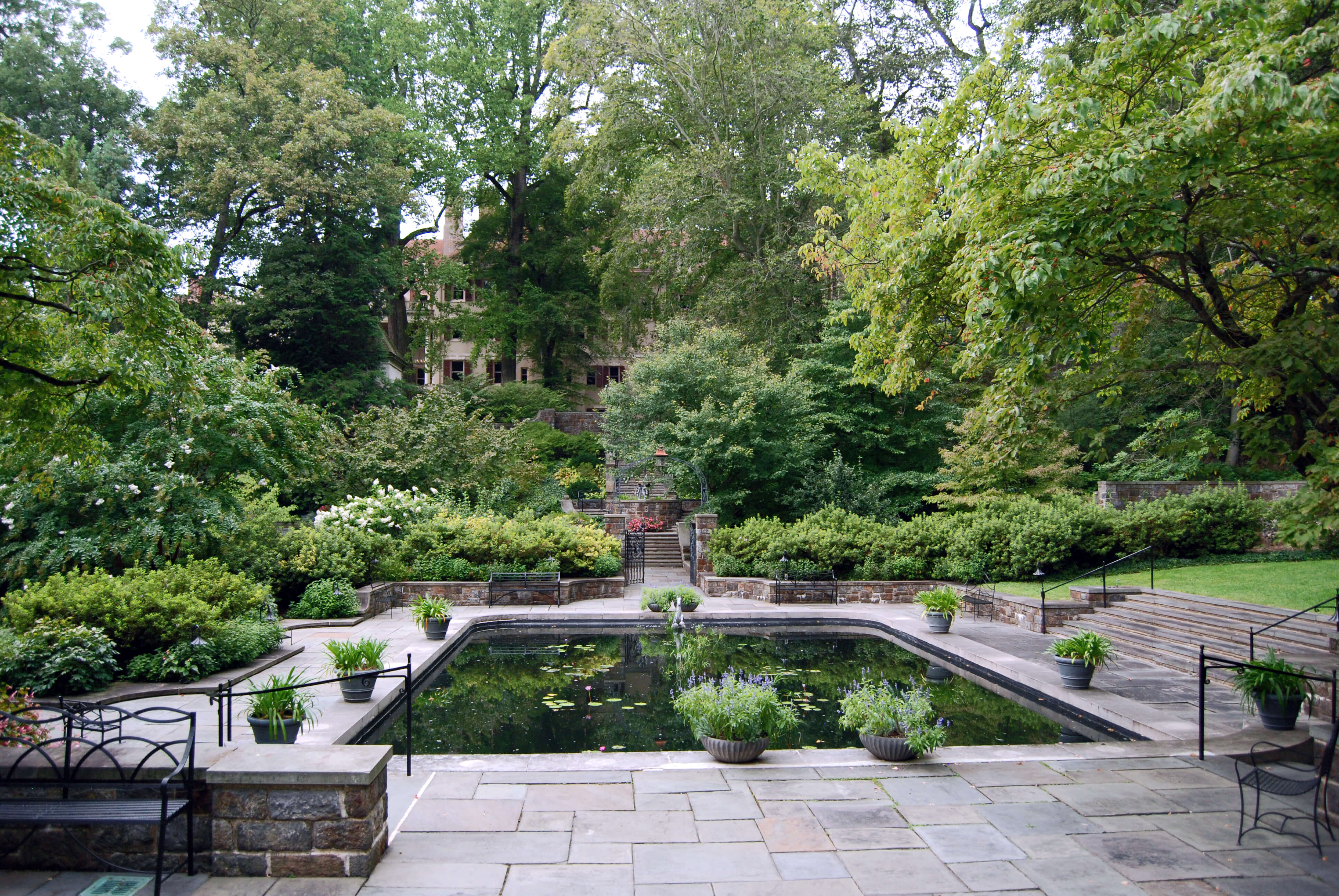 Winterthur, is the former country estate of Henry Francis du Pont (1880-1969) / The View of the House from the Reflecting Pool