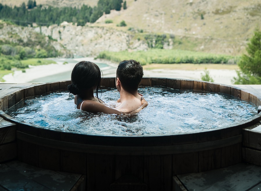 Couple in a hot tub