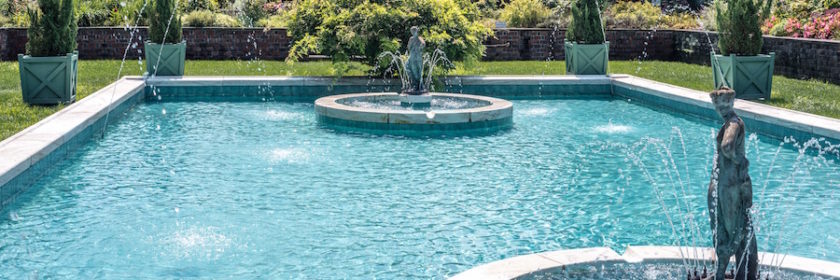 Pool with fountain water features