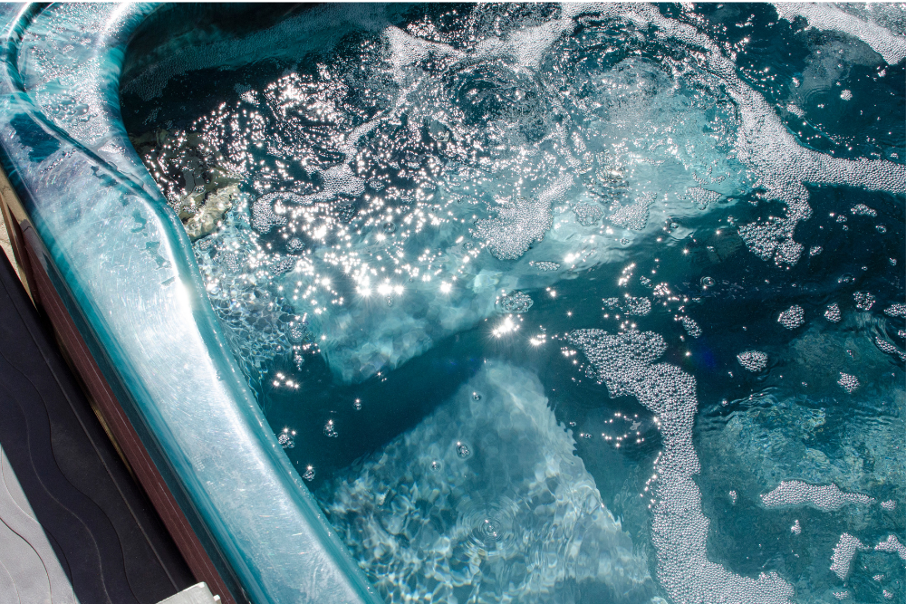 view from above a hot tub with jets on